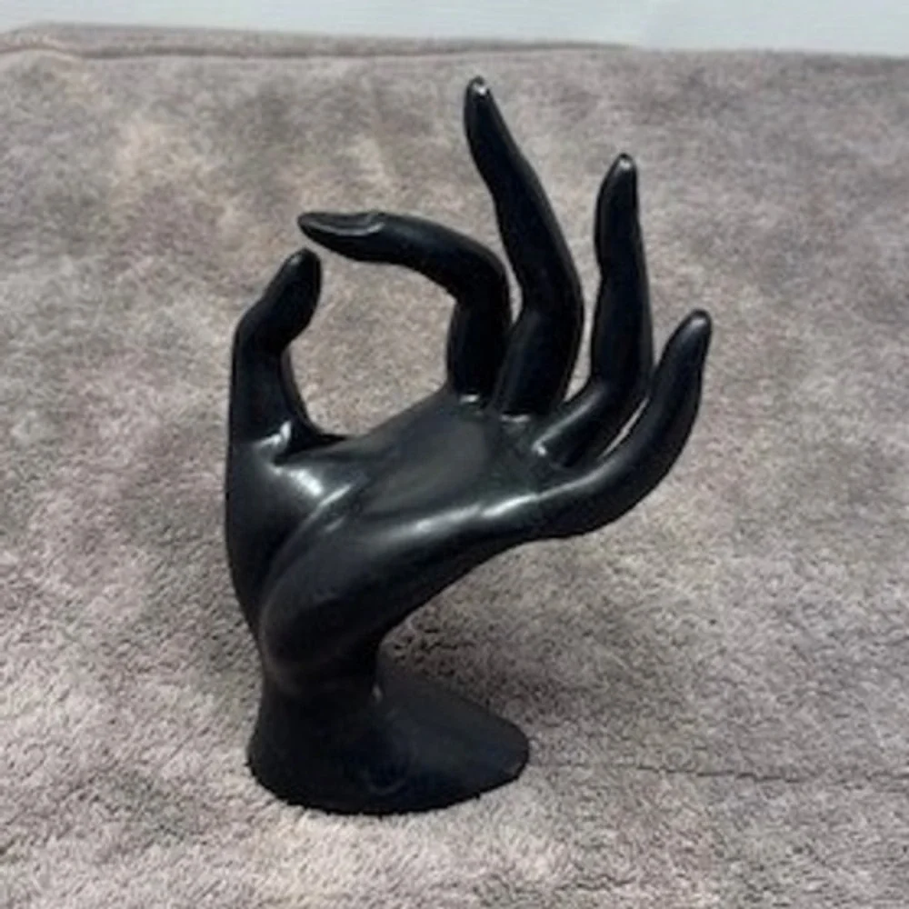 Black Hand Jewelry Holder Ring Necklace Display Stand Sculptural Boho Decor